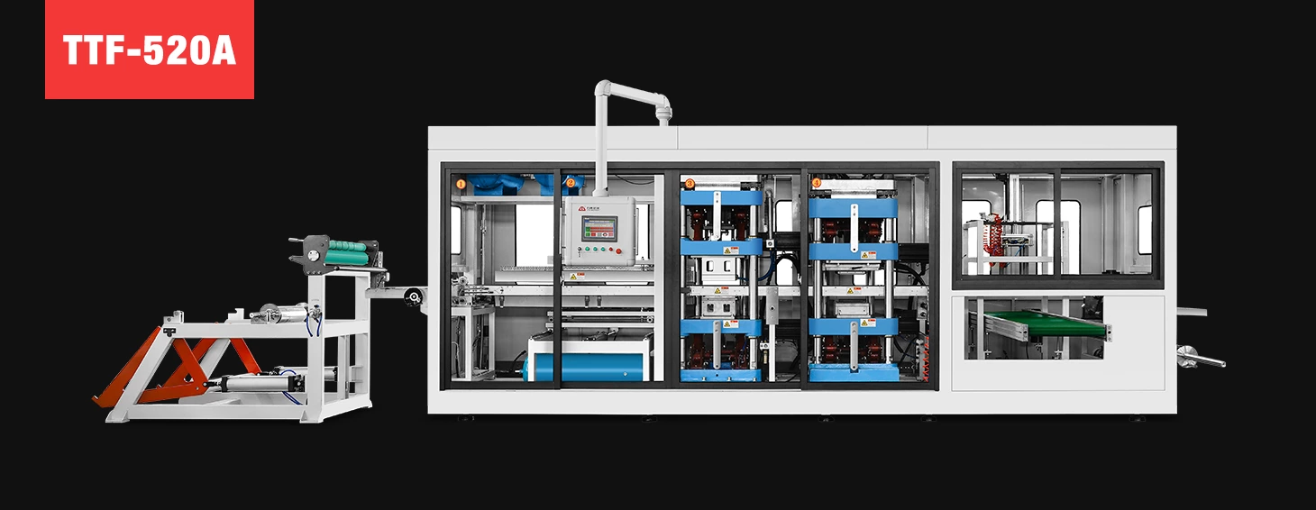 Three-station Plastic Thermoforming Machine